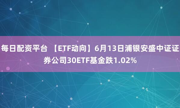 每日配资平台 【ETF动向】6月13日浦银安盛中证证券公司30ETF基金跌1.02%